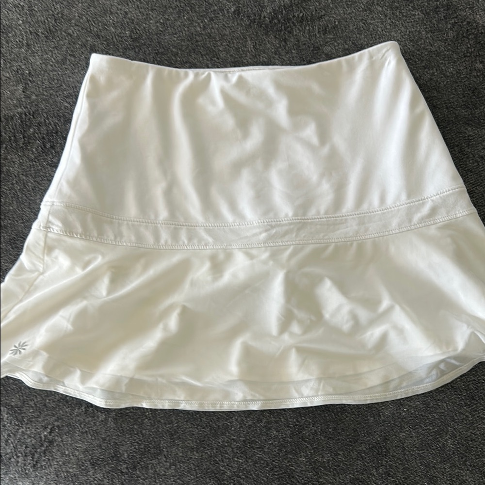 Athleta White Ruffled Bubble Mini Skirt